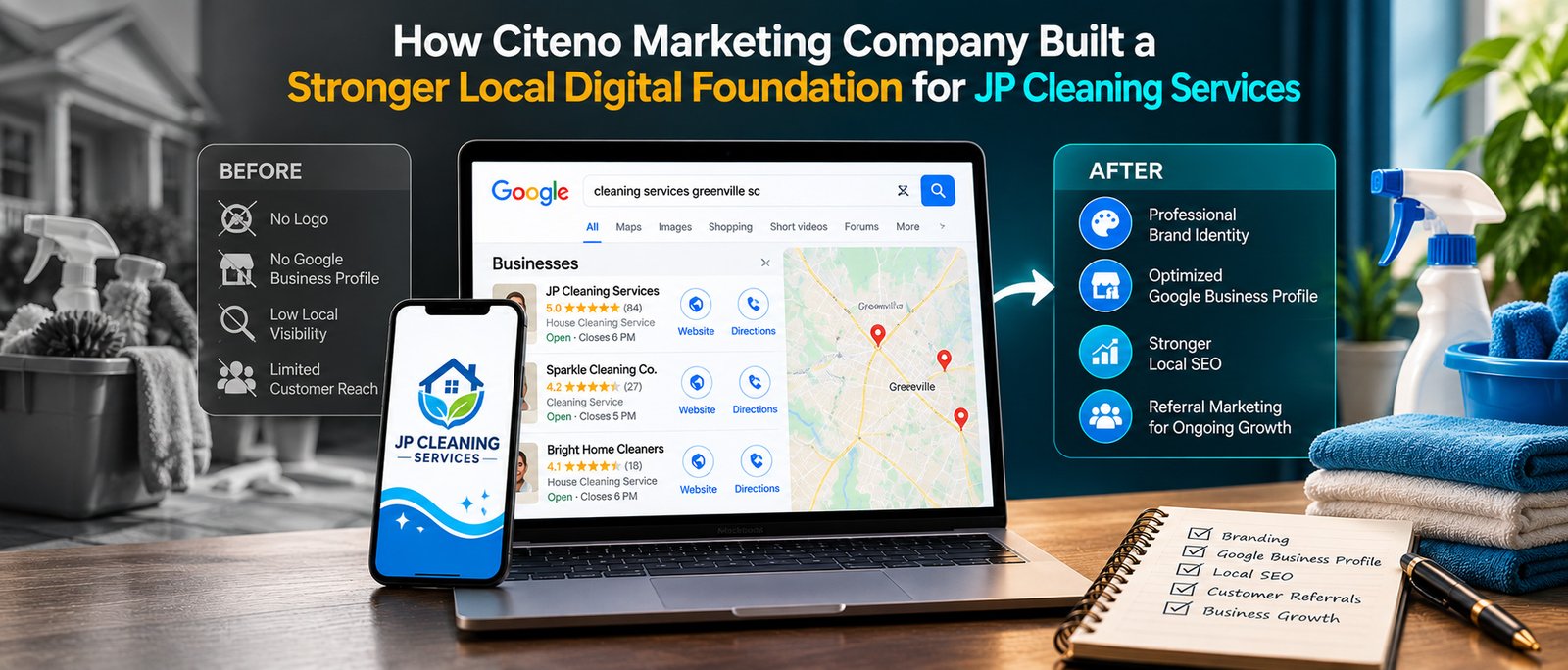 How Citeno Marketing Company Built a Stronger Local Digital Foundation for JP Cleaning Services